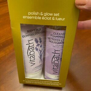 Vitabath Polish & Glow Set (Lavender Chamomile) Scrub, Cleanse/Shave Oil, NIB